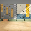 Indoor Kids Playground Equipment With Climbing Wall Wooden Frames And Padded Mats