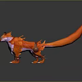 Orange Fantasy Fox Character 3D Model With Mechanical Armor Blue Eyes And Long Tail