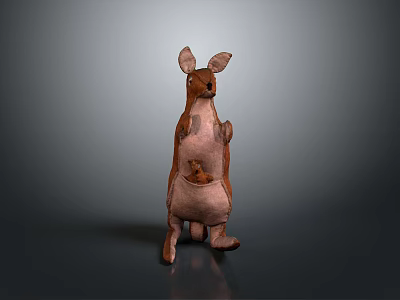 Kangaroo Plush Toy Standing Posture With Pouch Soft Cuddly Kids Gift 3d model