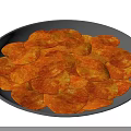 Crispy Delicious Potato Chips Served On A Gray Plate As Tasty Snack