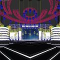 Modern Stage Design With Purple Red Lighting Large LED Screens And Decorative Steps
