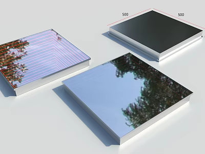Decorative Panels With Mirror Finish Surface Showing Tree Reflections And 500x500 Dimensions For Interior Use 3d model