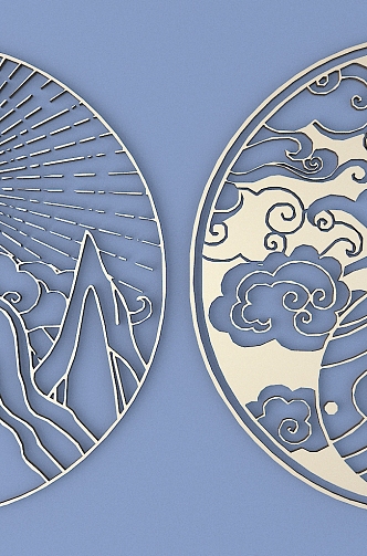 Chinese Metal Carved Clouds Sun and Moon Carved Chinese Pattern Hollow Carved Traditional Carved 3d model