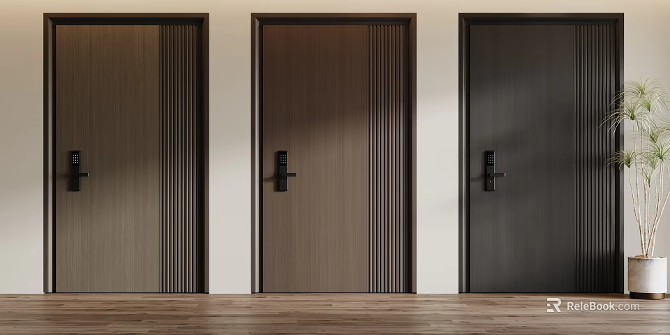 Modern Style Security Doors With Smart Locks And Unique Designs 3d model 