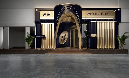 Modern Door Head High Grade Black Whisky Bar Door Head Facade 3d model