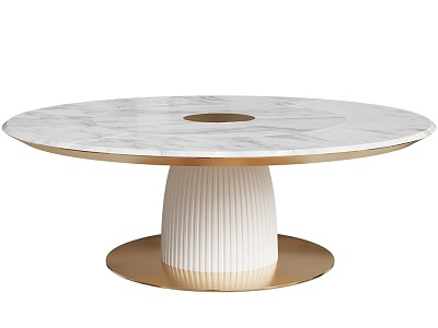 Light Luxury Marble Metal Round Dining Table 3d model