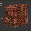 Two Story Wooden House With Red Roof Balconies And Porch Multiple Windows Exterior Design