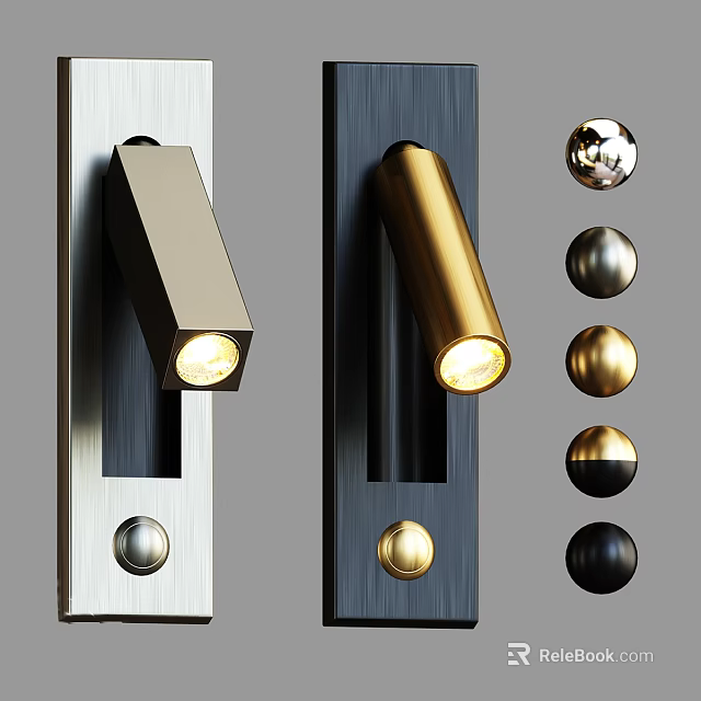 Modern Wall Sconces with Gold Silver Black Metal Finishes and Cylindrical Square Design Styles 3d model 