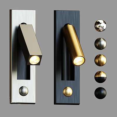 Modern Wall Sconces with Gold Silver Black Metal Finishes and Cylindrical Square Design Styles 3d model