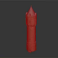 Classic Red Brick Tower With Gray Pointed Roof And Arched Windows Design