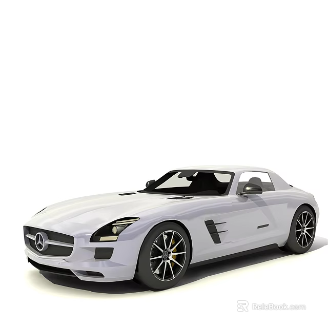 White Mercedes Two Door Sports Car With Sleek Exterior Black Wheels And Front Emblem 3d model 