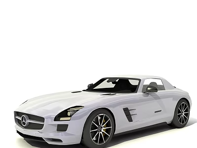 White Mercedes Two Door Sports Car With Sleek Exterior Black Wheels And Front Emblem 3d model