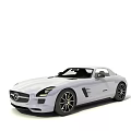 White Mercedes Two Door Sports Car With Sleek Exterior Black Wheels And Front Emblem