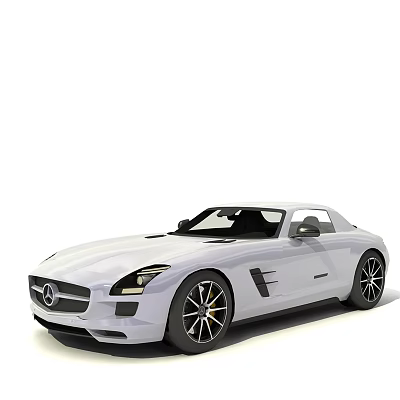 White Mercedes Two Door Sports Car With Sleek Exterior Black Wheels And Front Emblem 3d model