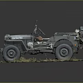 Vintage Military Jeep With Open Top Design Large Tires And Grassy Base