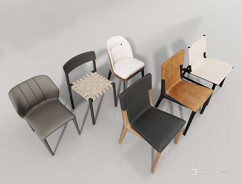 Modern Dining Chairs With Various Designs Different Materials And Styles 3d model