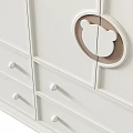Modern White Wardrobe With Round Handle Design And Drawer Storage For Bedroom 3d model
