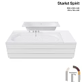Modern Starlet Bathtub Design With White Basin And Black Countertop Surface