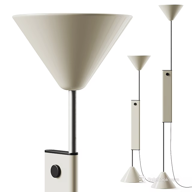 Modern Minimalist Floor Lamp With Conical Shade And Sleek Metal Stand Design 3d model 