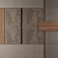 Modern Background Wall Design With Wooden Panels Stone Texture And Artwork