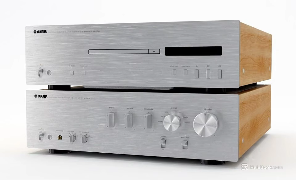 YAMAHA Stereo Audio System With Silver And Wooden Panels Control Knobs And CD Player 3d model 