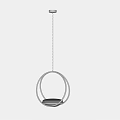 Two Black Hanging Chairs with Round Frame and Modern Suspended Comfortable Design 3d model
