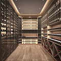 Elegant Wine Cellar With Wooden Flooring Recessed Lighting And Organized Wine Racks