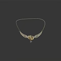 Elegant Steampunk Necklace With Wing Design And Gear Pendant On Golden Chain