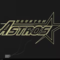 Houston Astros Themed Neon Lighting Combination with Star Design and Illuminated Sign on Dark Background