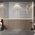 Modern Bedroom Accent Wall with Wooden Panels LED Lighting and Minimalist Design Elements