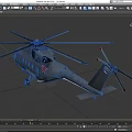 Gray Military Helicopter With Red Star Logo And Rotors On