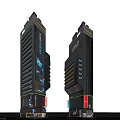 Cartoon Scene Of Futuristic Skyscrapers With Unique Design Colorful Windows And Vibrant Decorative Bases