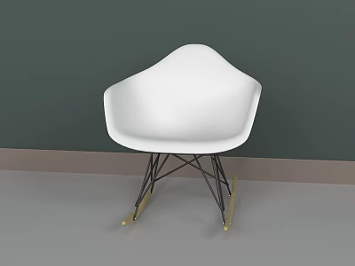 Modern White Lounge Chair With Streamlined Design Black Metal Frame And Golden Feet 3d model