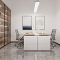 Modern Office Office Space Office Desk and Chair Hanging Painting 3d model