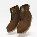 Brown Leather Work Boots With Durable Laces And Lightweight Sole And Classic Logo Design