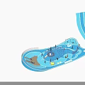 Outdoor Kids Playground Equipment With Fish Shaped Climbing Net Slide Sandpit And Blue Star Elements