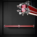 Modern Red Metal Linear Chandelier with Sleek Hanging Structure and Industrial Design Elements 3d model