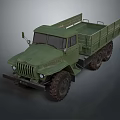 Green Military Truck With Vintage Design Rugged Tires And Open Cargo Bed