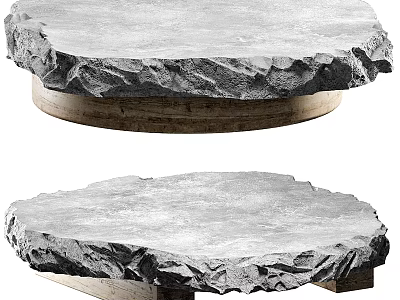 Natural Stone Top Dressing Table With Rough Texture And Solid Wooden Base 3d model