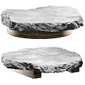 Natural Stone Top Dressing Table With Rough Texture And Solid Wooden Base 3d model