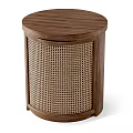 Modern Walnut Bedside Table With Wicker Panel For Minimalist Bedroom Decor 3d model