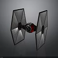 TIE Fighter Spacecraft Model With Black Red Design And Symmetric Wings