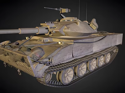 Military Armored Tank With Turret Cannon Tracks And Antenna Design 3d model