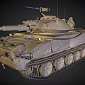 Military Armored Tank With Turret Cannon Tracks And Antenna Design