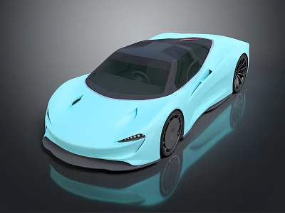 Light Blue Modern Sports Car With Sleek Design Black Wheels And Glossy Finish 3d model