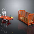 Kids Nursery Essentials With Wooden Crib High Chair And Playful Toys