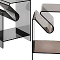 Modern Side Table With Transparent Glass And Geometric Black Frame Design 3d model