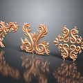 Elegant Golden Decorative Carvings With Intricate Scroll Patterns On Black Background 3d model