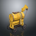 Children's Yellow Toy Cart With Barrel Design And Wheels For Play