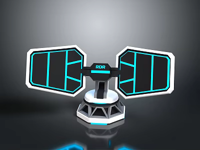 Modern NOR Tech Device With Symmetric Black Panels And Blue Illuminated Edges 3d model